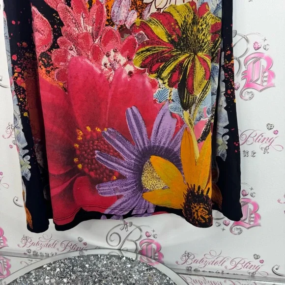 Desigual dress flowers bee 🐝 embroidered Black Floral Midi Dress - Picture 3 of 8